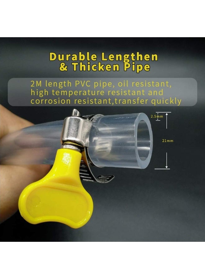 مضخة سيفون يدوية عالية التدفق لنقل البنزين والديزل مع خرطوم PVC شفاف بطول 2 متر متين ومقاوم للزيوت والحرارة، مضخة نقل وقود محمولة سريعة التشغيل بصمام مانع رجوع لتعبئة السيارات والطوارئ وتغيير مياه حوض السمك ونقل الماء والزيت والسوائل المختلفة بسهولة وكفاءة - Image 3